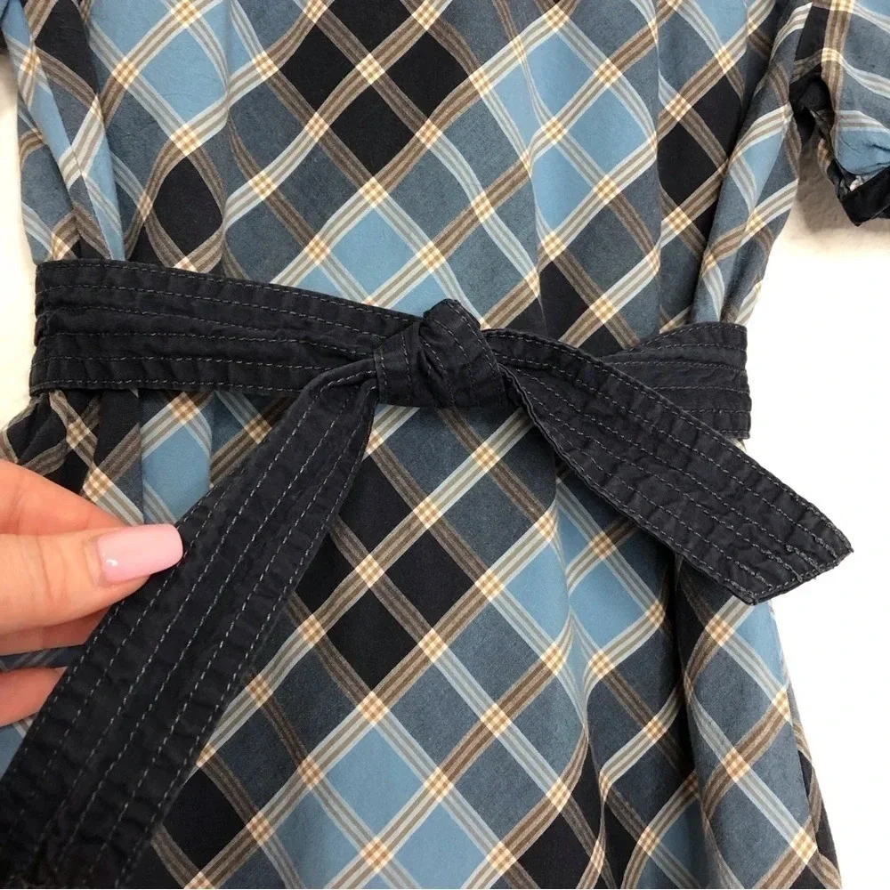 Tea Collection‎ dress Takayama Plaid blue size 4 years